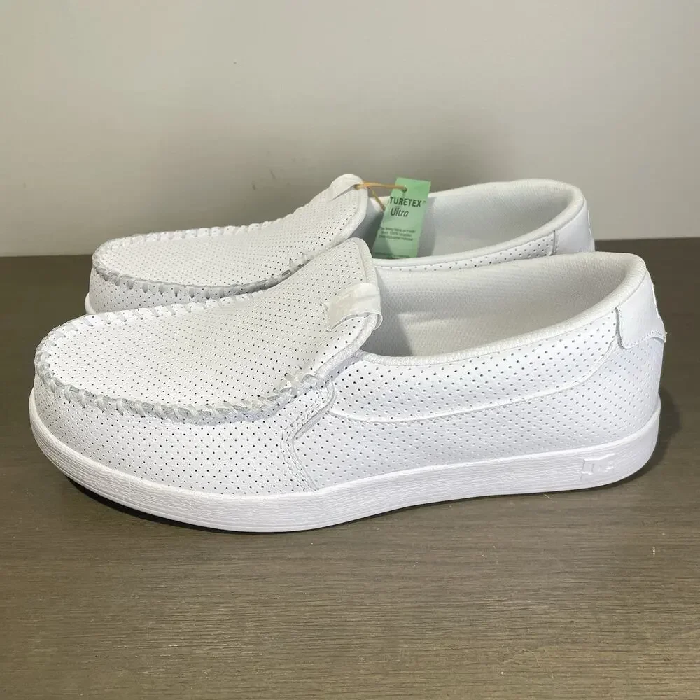 DC Shoes Mens Size 11 Shoes NEW Villain 2 White Leather Skate Loafers Unilite